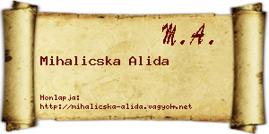 Mihalicska Alida névjegykártya